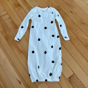 Little Earthling Baby Gown White Size 6 months organic cotton fold over mittens